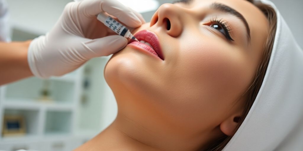 Patient receiving Kybella treatment in a clinical setting.