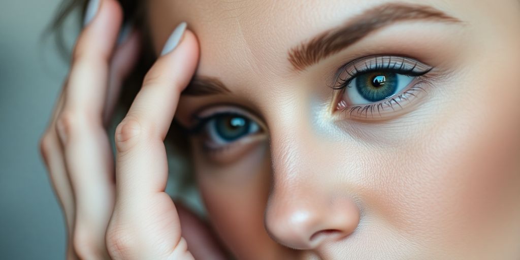 Woman preparing for Restylane Eyelight treatment.